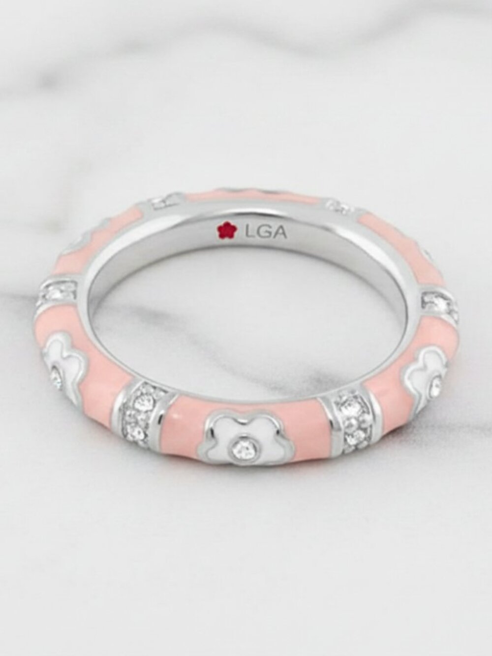Pink "Daisy Love" Stackable Ring